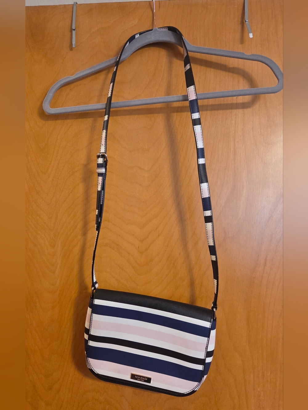 kate spade Navy, Pink & White Striped Crossbody Shoulder Bag